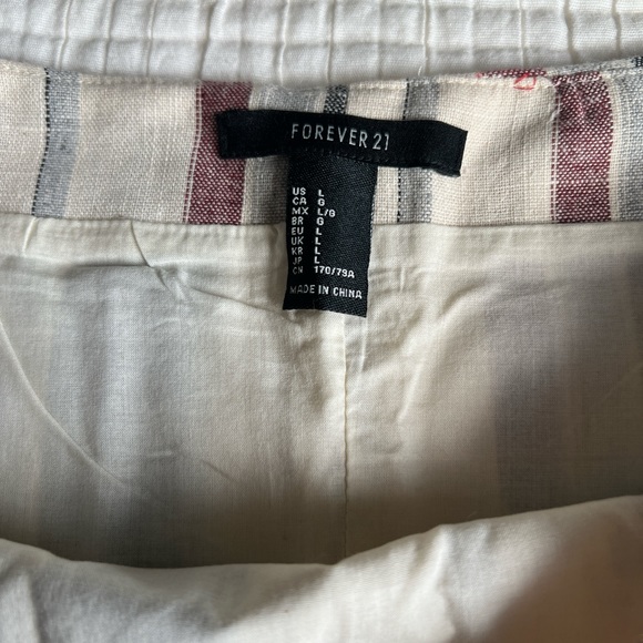 Linen red, navy, and beige mini skirt - Picture 4 of 7